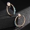 image:imageAustrian Crystal Clip On Hoop Earrings for Women  14K gold plated brassround crystalnonpierced cliponsoft silicone padsgift boxAquamarine