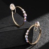 image:imageAustrian Crystal Clip On Hoop Earrings for Women  14K gold plated brassround crystalnonpierced cliponsoft silicone padsgift boxAurora Borealis