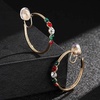 image:imageAustrian Crystal Clip On Hoop Earrings for Women  14K gold plated brassround crystalnonpierced cliponsoft silicone padsgift boxChristmas Glow