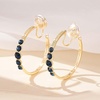 image:imageAustrian Crystal Clip On Hoop Earrings for Women  14K gold plated brassround crystalnonpierced cliponsoft silicone padsgift boxDark Blue