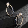 image:imageAustrian Crystal Clip On Hoop Earrings for Women  14K gold plated brassround crystalnonpierced cliponsoft silicone padsgift boxDark Blue