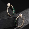 image:imageAustrian Crystal Clip On Hoop Earrings for Women  14K gold plated brassround crystalnonpierced cliponsoft silicone padsgift boxEmerald