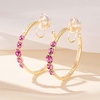image:imageAustrian Crystal Clip On Hoop Earrings for Women  14K gold plated brassround crystalnonpierced cliponsoft silicone padsgift boxPink