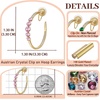 image:imageAustrian Crystal Clip On Hoop Earrings for Women  14K gold plated brassround crystalnonpierced cliponsoft silicone padsgift boxPink