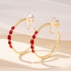 image:imageAustrian Crystal Clip On Hoop Earrings for Women  14K gold plated brassround crystalnonpierced cliponsoft silicone padsgift boxRed