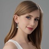 image:imageAustrian Crystal Cube Dangle Drop Earrings for Women  925 Sterling Silver Posttassel chian14K white gold plated brassgift boxAurora Borealis