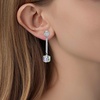 image:imageAustrian Crystal Cube Dangle Drop Earrings for Women  925 Sterling Silver Posttassel chian14K white gold plated brassgift boxAurora Borealis