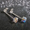 image:imageAustrian Crystal Cube Dangle Drop Earrings for Women  925 Sterling Silver Posttassel chian14K white gold plated brassgift boxAurora Borealis