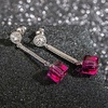 image:imageAustrian Crystal Cube Dangle Drop Earrings for Women  925 Sterling Silver Posttassel chian14K white gold plated brassgift boxFuchsia