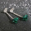 image:imageAustrian Crystal Cube Dangle Drop Earrings for Women  925 Sterling Silver Posttassel chian14K white gold plated brassgift boxGreen