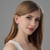image:imageAustrian Crystal Cube Dangle Drop Earrings for Women  925 Sterling Silver Posttassel chian14K white gold plated brassgift boxGreen