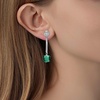 image:imageAustrian Crystal Cube Dangle Drop Earrings for Women  925 Sterling Silver Posttassel chian14K white gold plated brassgift boxGreen
