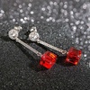 image:imageAustrian Crystal Cube Dangle Drop Earrings for Women  925 Sterling Silver Posttassel chian14K white gold plated brassgift boxRed