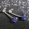 image:imageAustrian Crystal Cube Dangle Drop Earrings for Women  925 Sterling Silver Posttassel chian14K white gold plated brassgift boxTanzanite