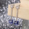image:imageAustrian Crystal Cube Dangle Drop Earrings for Women  925 Sterling Silver Posttassel chian14K white gold plated brassgift boxTanzanite