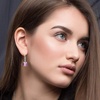 image:imageAustrian Crystal Cube Drop Dangle Earrings for Women Fashion 14K Gold Plated Hypoallergenic JewelryAmethyst