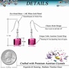 image:imageAustrian Crystal Cube Drop Dangle Earrings for Women Fashion 14K Gold Plated Hypoallergenic JewelryFuchsia