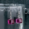 image:imageAustrian Crystal Cube Drop Dangle Earrings for Women Fashion 14K Gold Plated Hypoallergenic JewelryFuchsia