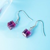 image:imageAustrian Crystal Cube Drop Dangle Earrings for Women Fashion 14K Gold Plated Hypoallergenic JewelryFuchsia