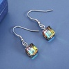 image:imageAustrian Crystal Cube Drop Dangle Earrings for Women Fashion 14K Gold Plated Hypoallergenic JewelryRainbow