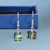 image:imageAustrian Crystal Cube Drop Dangle Earrings for Women Fashion 14K Gold Plated Hypoallergenic JewelryRainbow