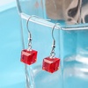 image:imageAustrian Crystal Cube Drop Dangle Earrings for Women Fashion 14K Gold Plated Hypoallergenic JewelryRed