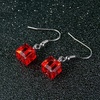 image:imageAustrian Crystal Cube Drop Dangle Earrings for Women Fashion 14K Gold Plated Hypoallergenic JewelryRed