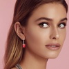 image:imageAustrian Crystal Cube Drop Dangle Earrings for Women Fashion 14K Gold Plated Hypoallergenic JewelryRed