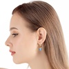 image:imageAustrian Crystal Cube Drop Earrings for Women Leverback Dangle Earrings 14K Gold Plated Hypoallergenic JewelryAquamarine