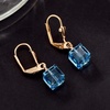 image:imageAustrian Crystal Cube Drop Earrings for Women Leverback Dangle Earrings 14K Gold Plated Hypoallergenic JewelryAquamarine