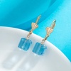 image:imageAustrian Crystal Cube Drop Earrings for Women Leverback Dangle Earrings 14K Gold Plated Hypoallergenic JewelryAquamarine