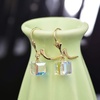 image:imageAustrian Crystal Cube Drop Earrings for Women Leverback Dangle Earrings 14K Gold Plated Hypoallergenic JewelryAurora Borealis