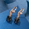 image:imageAustrian Crystal Cube Drop Earrings for Women Leverback Dangle Earrings 14K Gold Plated Hypoallergenic JewelryBlack