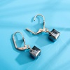 image:imageAustrian Crystal Cube Drop Earrings for Women Leverback Dangle Earrings 14K Gold Plated Hypoallergenic JewelryBlack