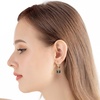 image:imageAustrian Crystal Cube Drop Earrings for Women Leverback Dangle Earrings 14K Gold Plated Hypoallergenic JewelryBlack