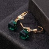 image:imageAustrian Crystal Cube Drop Earrings for Women Leverback Dangle Earrings 14K Gold Plated Hypoallergenic JewelryGreen
