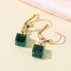 image:imageAustrian Crystal Cube Drop Earrings for Women Leverback Dangle Earrings 14K Gold Plated Hypoallergenic JewelryGreen