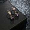 image:imageAustrian Crystal Cube Drop Earrings for Women Leverback Dangle Earrings 14K Gold Plated Hypoallergenic JewelryRainbow