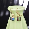 image:imageAustrian Crystal Cube Drop Earrings for Women Leverback Dangle Earrings 14K Gold Plated Hypoallergenic JewelryRainbow