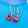 image:imageAustrian Crystal Cube Drop Earrings for Women Leverback Dangle Earrings 14K Gold Plated Hypoallergenic JewelryRed