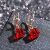 image:imageAustrian Crystal Cube Drop Earrings for Women Leverback Dangle Earrings 14K Gold Plated Hypoallergenic JewelryRed