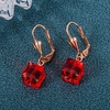 image:imageAustrian Crystal Cube Drop Earrings for Women Leverback Dangle Earrings 14K Gold Plated Hypoallergenic JewelryRed