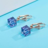 image:imageAustrian Crystal Cube Drop Earrings for Women Leverback Dangle Earrings 14K Gold Plated Hypoallergenic JewelryTanzanite