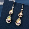 image:imageAustrian Crystal Double Teardrop Dangle Hook Earrings for Women  14K gold plated brasstwinkle teardrop crystalsgift boxdrop earringsAurora Borealis