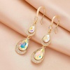 image:imageAustrian Crystal Double Teardrop Dangle Hook Earrings for Women  14K gold plated brasstwinkle teardrop crystalsgift boxdrop earringsAurora Borealis
