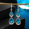 image:imageAustrian Crystal Double Teardrop Dangle Hook Earrings for Women  14K gold plated brasstwinkle teardrop crystalsgift boxdrop earringsBermuda Blue