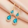image:imageAustrian Crystal Double Teardrop Dangle Hook Earrings for Women  14K gold plated brasstwinkle teardrop crystalsgift boxdrop earringsBermuda Blue