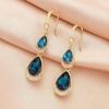image:imageAustrian Crystal Double Teardrop Dangle Hook Earrings for Women  14K gold plated brasstwinkle teardrop crystalsgift boxdrop earringsDark Blue