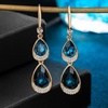 image:imageAustrian Crystal Double Teardrop Dangle Hook Earrings for Women  14K gold plated brasstwinkle teardrop crystalsgift boxdrop earringsDark Blue