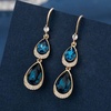 image:imageAustrian Crystal Double Teardrop Dangle Hook Earrings for Women  14K gold plated brasstwinkle teardrop crystalsgift boxdrop earringsDark Blue